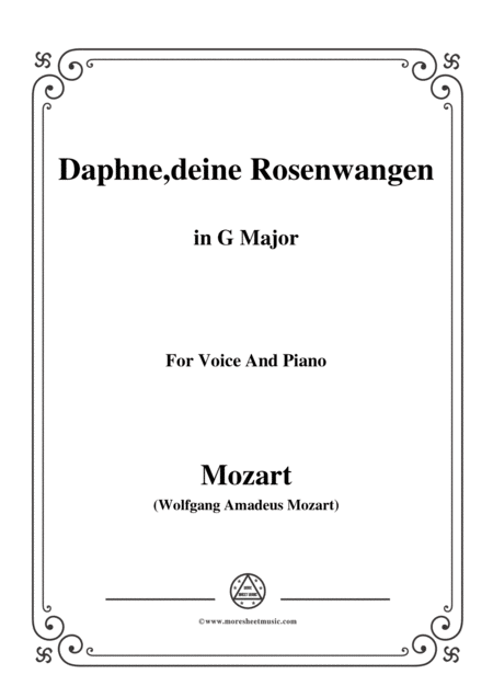 Mozart Daphne Deine Rosenwangen In G Major For Voice And Piano Sheet Music