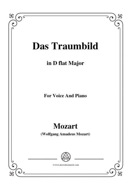 Mozart Das Traumbild In D Flat Major For Voice And Piano Sheet Music