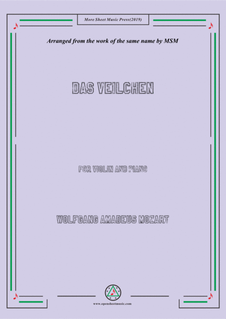 Mozart Das Veilchen For Violin And Piano Sheet Music