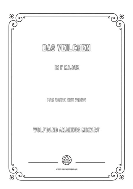 Free Sheet Music Mozart Das Veilchen In F Major For Voice And Piano