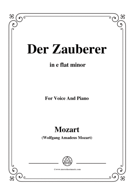 Mozart Der Zauberer In E Flat Minor For Voice And Piano Sheet Music