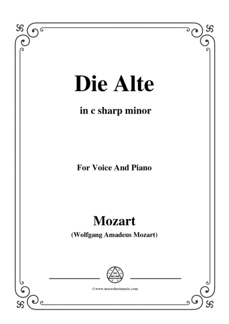 Mozart Die Alte In C Sharp Minor For Voice And Piano Sheet Music