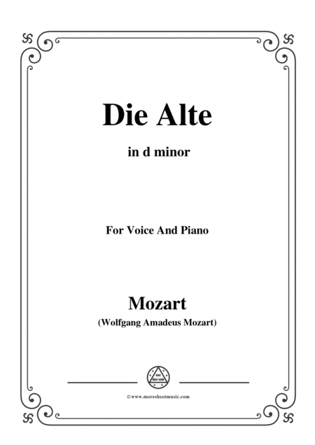 Mozart Die Alte In D Minor For Voice And Piano Sheet Music