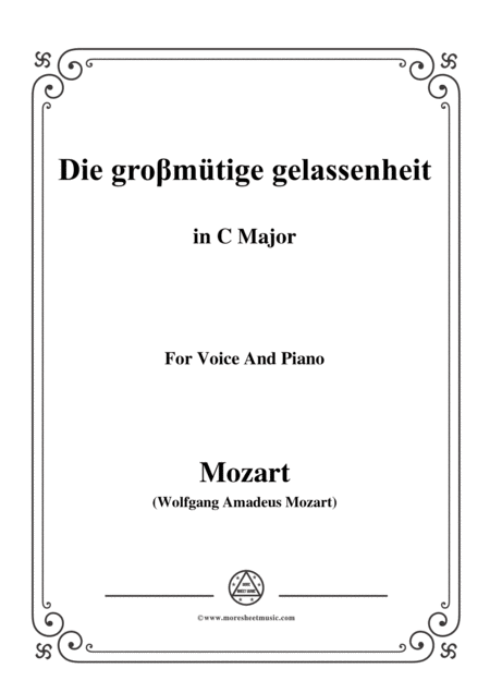 Mozart Die Gro Mtige Gelassenheit In C Major For Voice And Piano Sheet Music