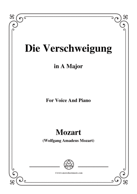 Free Sheet Music Mozart Die Verschweigung In A Major For Voice And Piano