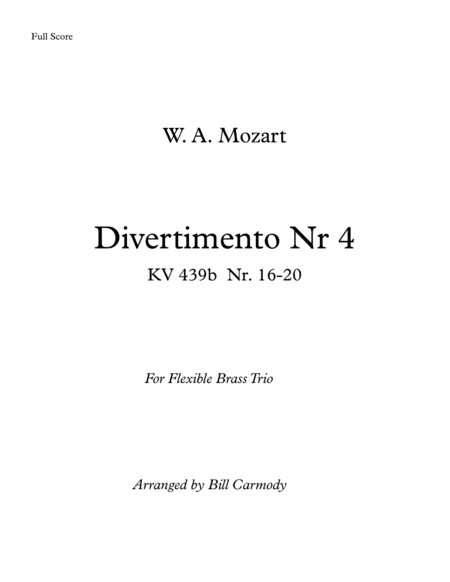 Mozart Divertimento Nr 4 K 439b Flexible Brass Trio Sheet Music