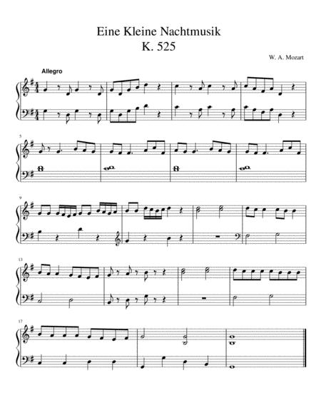 Mozart Eine Kleine Nachtmusik Easy Piano Sheet Music