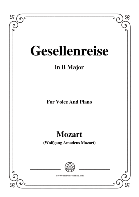 Free Sheet Music Mozart Gesellenreise In B Major For Voice And Piano