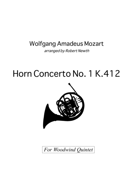 Mozart Horn Concerto No 1 In D K412 For Wind Quintet Sheet Music