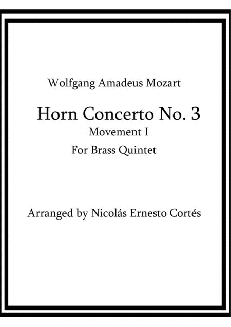 Mozart Horn Concerto No 3 Movement 1 Sheet Music