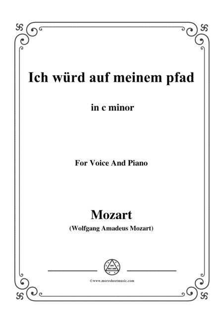 Free Sheet Music Mozart Ich Wrd Auf Meinem Pfad In C Minor For Voice And Piano