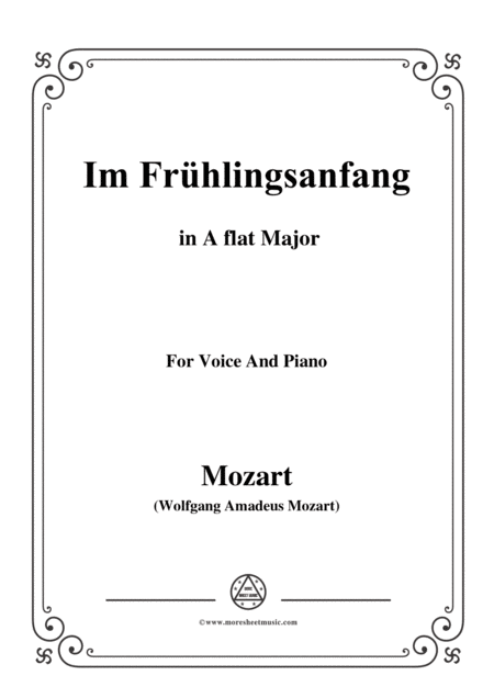 Mozart Im Frhlingsanfang In A Flat Major For Voice And Piano Sheet Music