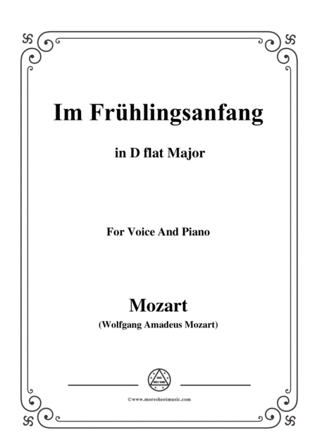 Mozart Im Frhlingsanfang In D Falt Major For Voice And Piano Sheet Music