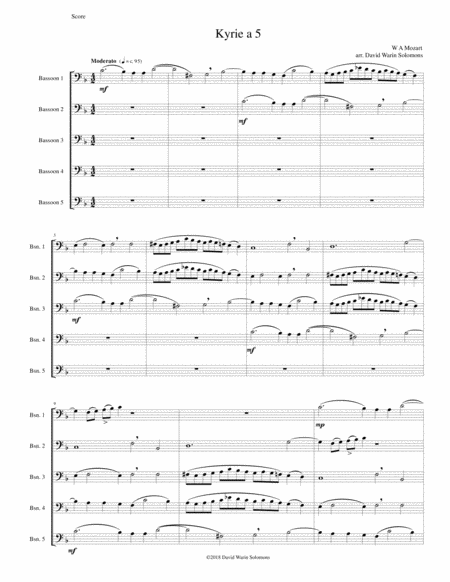 Free Sheet Music Mozart Kyrie Canon A 5 Arranged For 5 Bassoons