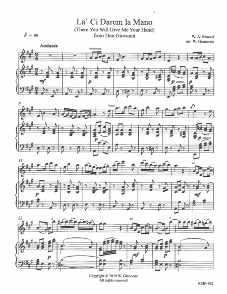 Mozart La Ci Darem La Mano From Don Giovanni Sheet Music