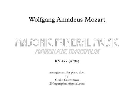 Mozart Masonic Funeral Music Maurerische Trauermusik Kv 477 For Piano Duet Sheet Music