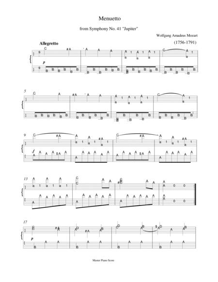 Free Sheet Music Mozart Menuetto From Symphony No 41 Jupiter Easy Piano