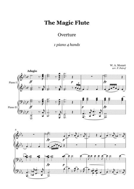 Free Sheet Music Mozart Overture Magic Flute 1 Piano 4 Hands