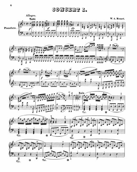 Mozart Piano Concerto No 1 In F Major K 37 Piano Solo Sheet Music