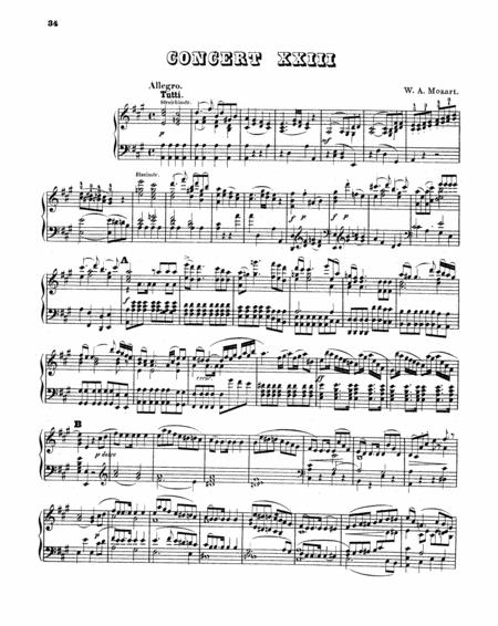 Mozart Piano Concerto No 23 In A Major K 488 Piano Solo Sheet Music