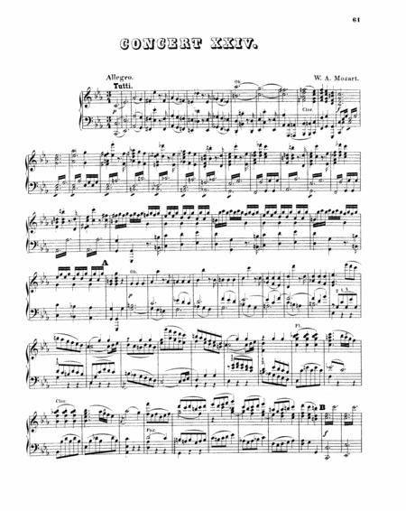 Mozart Piano Concerto No 24 In C Minor K 491 Piano Solo Sheet Music