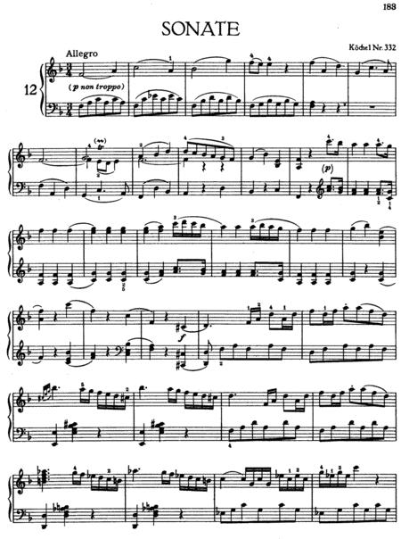 Mozart Piano Sonata K332 In F Major 1st Movement Original Complete Version Sheet Music