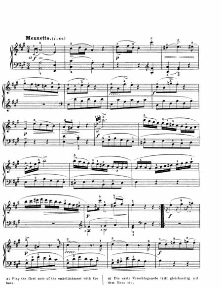 Free Sheet Music Mozart Piano Sonata No 11 In A Major K331 Ii Menuetto Original Complete Version