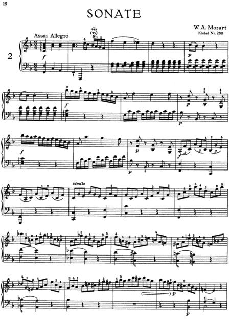 Mozart Piano Sonata No 2 In F Major K280 Full Original Complete Version Sheet Music