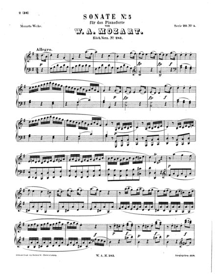 Mozart Piano Sonata No 5 Kv283 Sheet Music