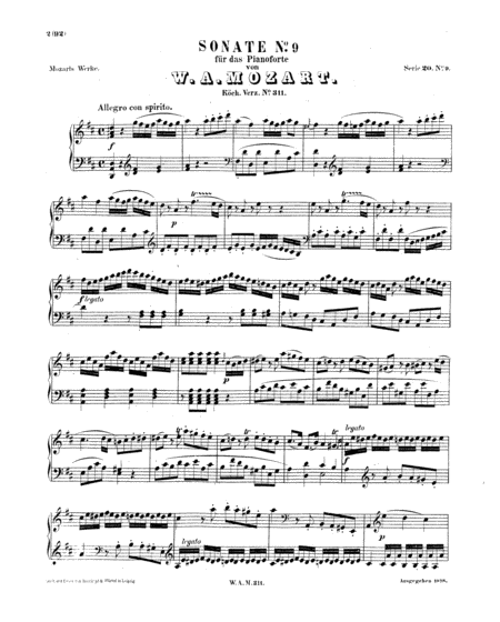 Free Sheet Music Mozart Piano Sonata No 9