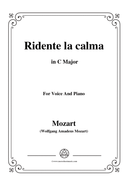 Mozart Ridente La Calma In C Major For Voice And Piano Sheet Music