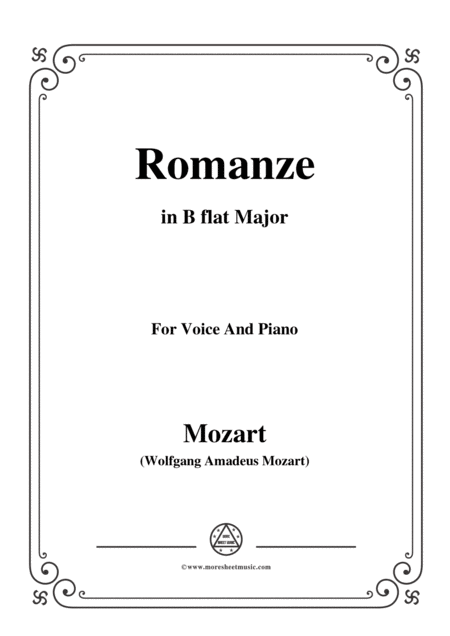 Mozart Romanze In B Flat Major For Voice And Piano Sheet Music