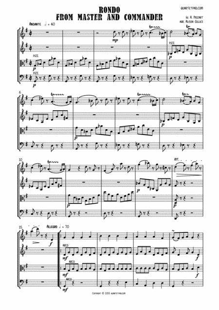 Mozart Rondo From Master Commander String Quartet Sheet Music