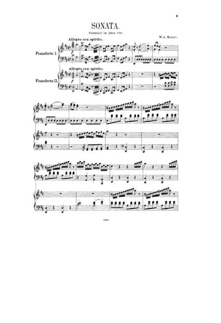 Mozart Sonata For Two Pianos K 448 Original Complete Version Sheet Music