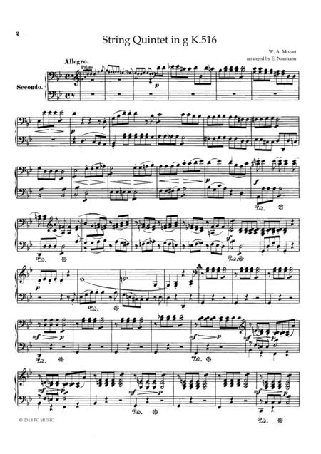 Mozart String Quintet In G K 516 For Piano Duet 1 Piano 4 Hands Pm804 Sheet Music