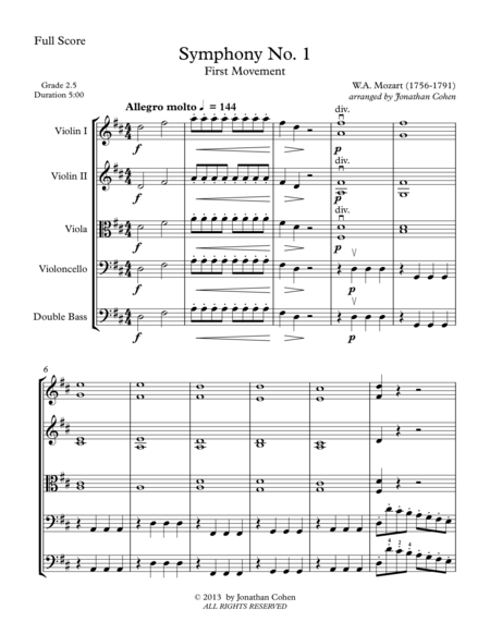 Free Sheet Music Mozart Symphony No 1 K16