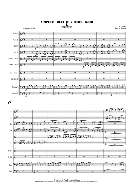 Free Sheet Music Mozart Symphony No 40 In G Min K550 Mvt 1 Wind Dectet