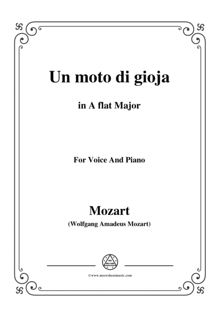 Mozart Un Moto Di Gioja In A Flat Major For Voice And Piano Sheet Music