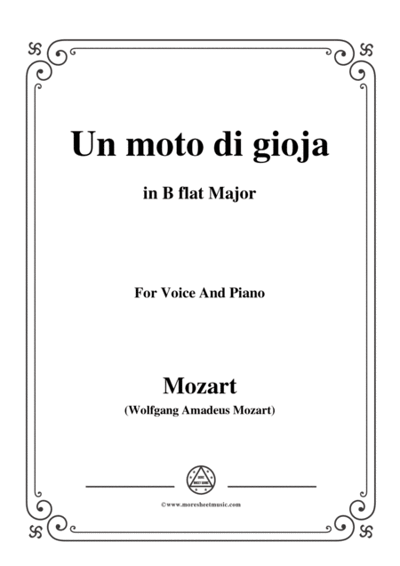 Free Sheet Music Mozart Un Moto Di Gioja In B Flat Major For Voice And Piano