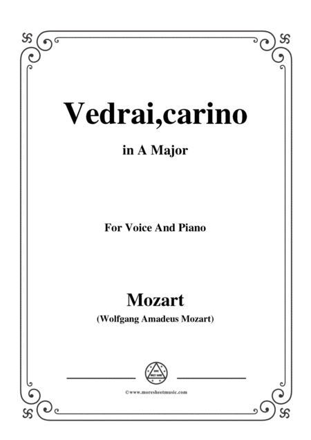 Mozart Vedrai Carino In A Major For Voice And Piano Sheet Music