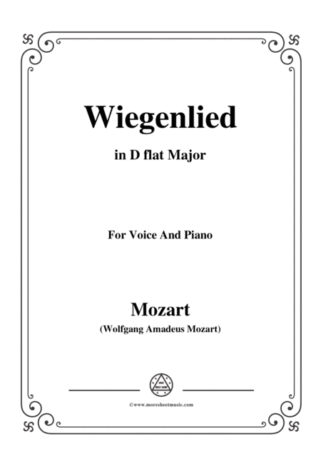 Mozart Wiegenlied In D Flat Major For Voice And Piano Sheet Music