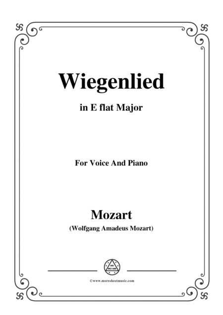 Mozart Wiegenlied In E Flat Major For Voice And Piano Sheet Music