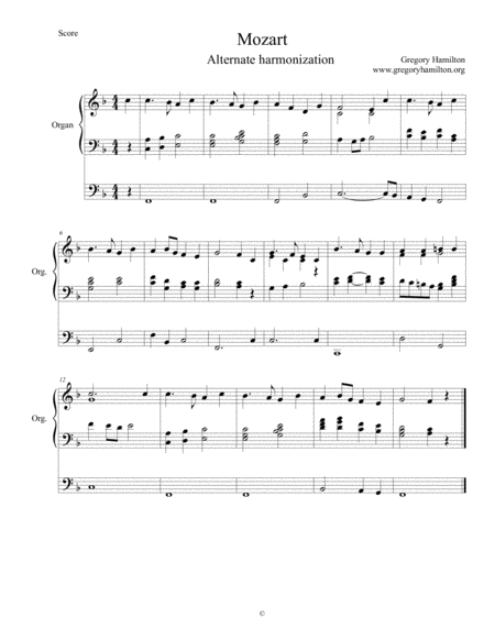 Mozart Your Hands O Lord In Days Of Old Alternate Harmonization Sheet Music