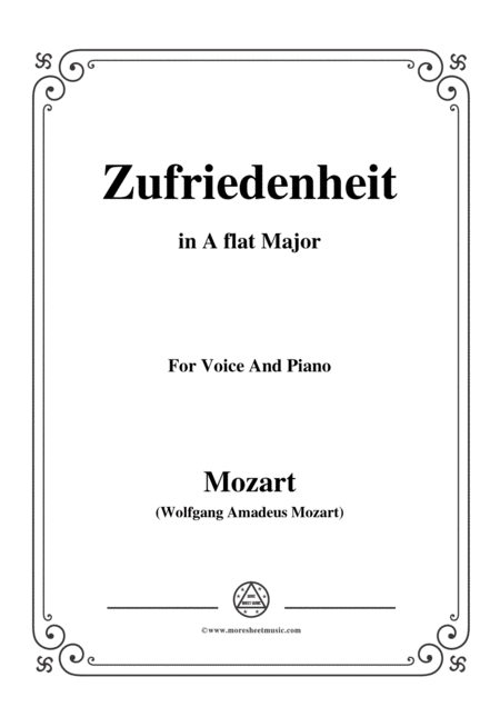 Mozart Zufriedenheit In A Flat Major For Voice And Piano Sheet Music