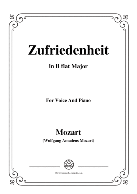 Mozart Zufriedenheit In B Flat Major For Voice And Piano Sheet Music