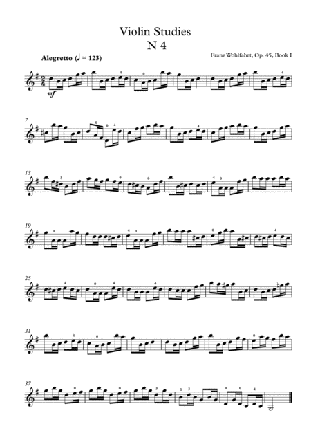 Mp3 Pdf F Wohlfahrt Etude N 4 From 60 Etudes For Violin Op 45 Book I Mp3 Life Recording Sheet Music