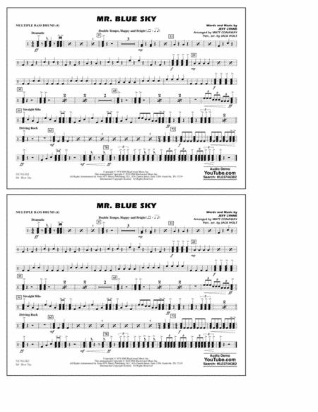 Mr Blue Sky Arr Matt Conaway Multiple Bass Drums Sheet Music