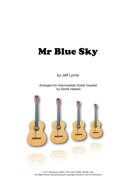 Mr Blue Sky Intermediate Guitar Quartet Sheet Music