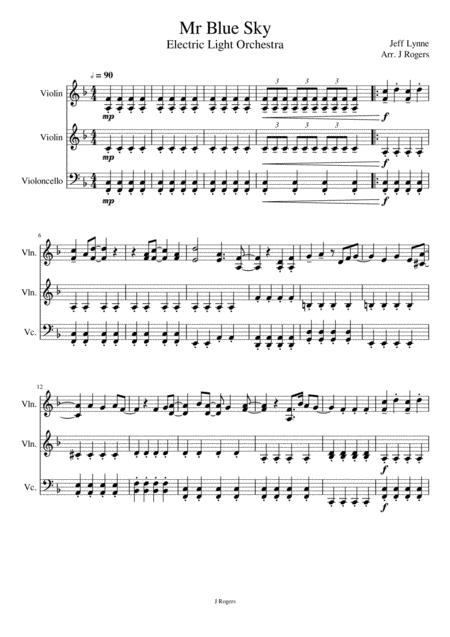 Mr Blue Sky String Trio 2 Violins Cello Sheet Music