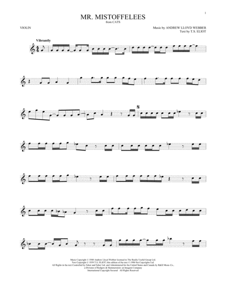 Mr Mistoffelees From Cats Sheet Music